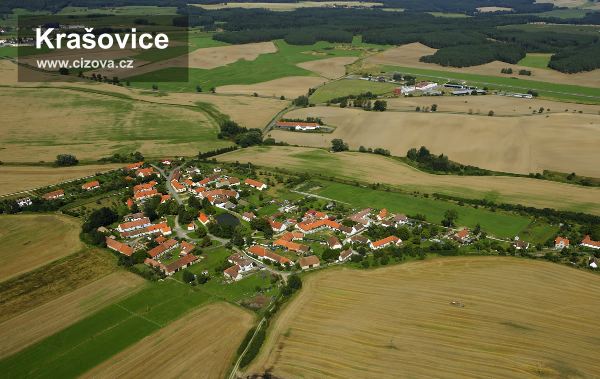 Krašovice – letecký pohled